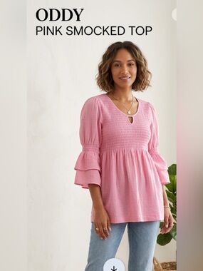 ODDY Pink Smocked Women's Top